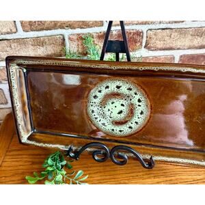 Vintage Rectangular Ceramic Serving Dish, Decorative Tray Platter, Retro Kitchen